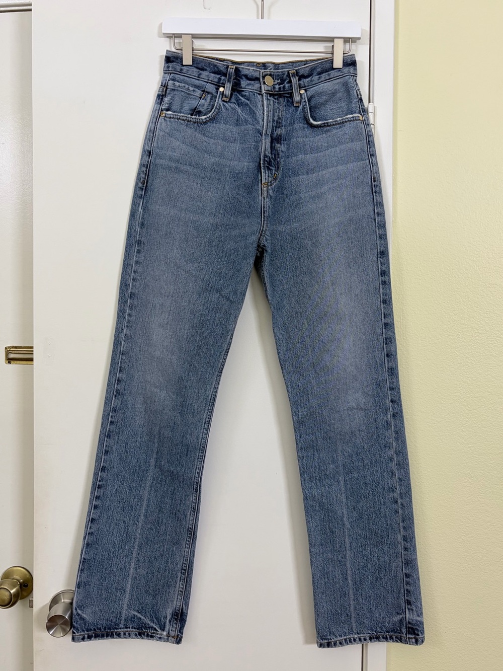 GOLDSIGN The Martin High Rise Straight Leg Jeans 100% Cotton Light Wash 26